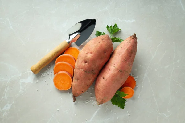 Concept Vegetables Sweet Potato Top View — Stock Photo, Image