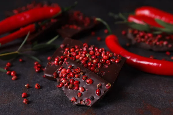 Deliciosa Comida Gourmet Sabroso Chocolate Con Pimienta — Foto de Stock