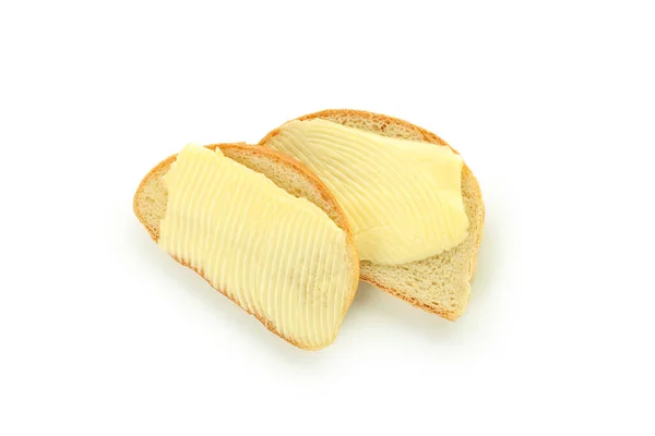 Sanduíches Com Manteiga Isolada Sobre Fundo Branco — Fotografia de Stock