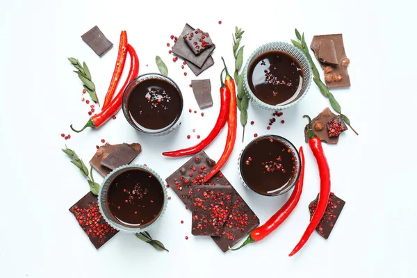 Вкусная Еда Шоколад Перцем Горячий Шоколад Перцем — стоковое фото