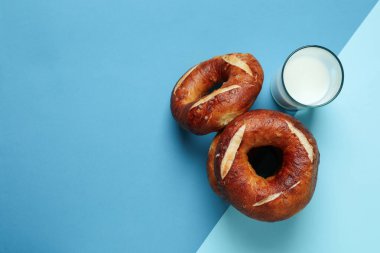 Concept of tasty food - bagel, space for text