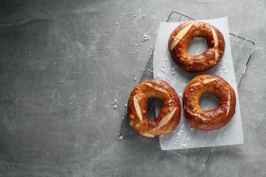 Concept of tasty food - bagel, space for text