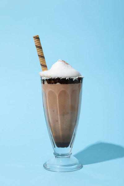 Tasty fresh summer dessert - delicious chocolate milkshake