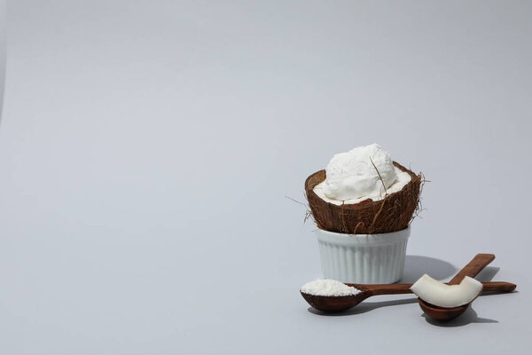 Summer dessert - ice cream, ice cream with coconut