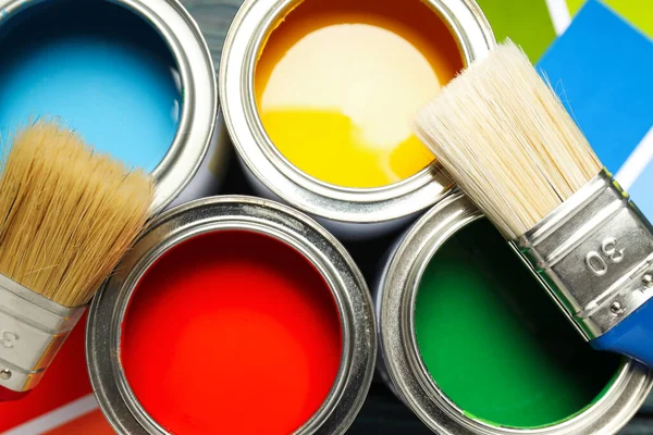 stock image Tools for art and repairing - paint, top view