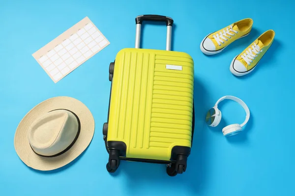 Reisen Und Urlaub Urlaub Komposition Mit Koffer — Stockfoto
