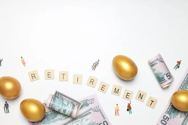 Ovos Ouro Poupança Pensão Investimentos Aposentadoria Espaço Para Texto — Fotografia de Stock