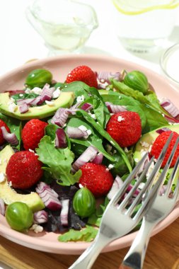 Lezzetli yemek kavramı, çilekli salata