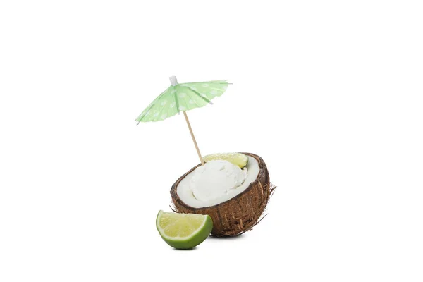 Sobremesa Verão Sorvete Com Coco Isolado Fundo Branco Png — Fotografia de Stock