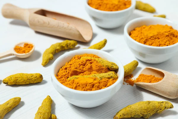 Geurig Kruiden Kurkuma Een Van Belangrijkste Ingrediënten Indiase Curry — Stockfoto