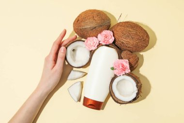 Doğal kozmetik konsepti - kişisel bakım için Hindistan cevizi kozmetiği