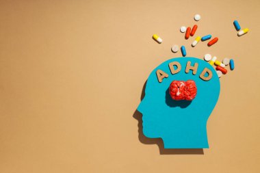 Bunama ve Parkinson hastalığı, ADHD, kafa hastalığı teması için kompozisyon, metin için alan
