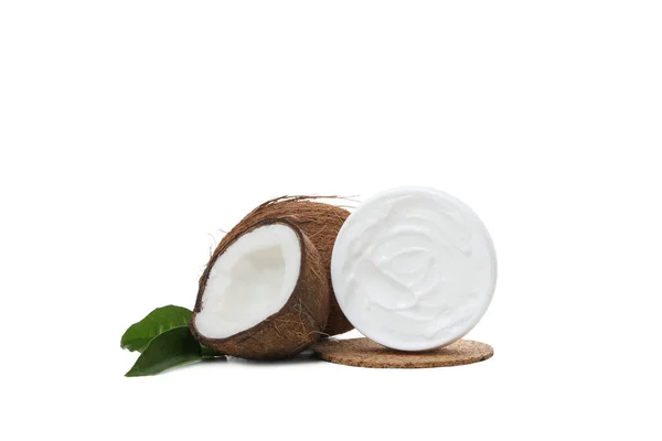 Naturkosmetik Konzept Kokosnuss Kosmetik Isoliert Auf Weißem Hintergrund — Stockfoto