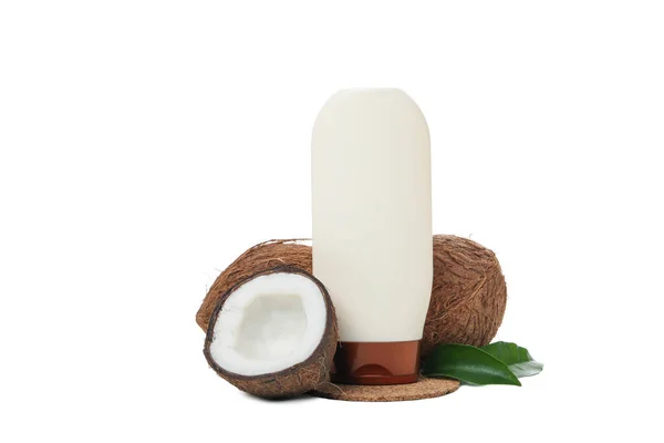 Naturalna Koncepcja Kosmetyczna Kosmetyk Kokosowy Izolowany Białym Tle — Zdjęcie stockowe