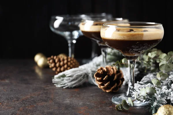 stock image Espresso martini cocktail, delicious alcohol drink, space for text