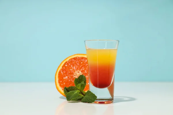 Постріл Апельсиновим Смаком Смачна Концепція Цитрусового Дробу — стокове фото