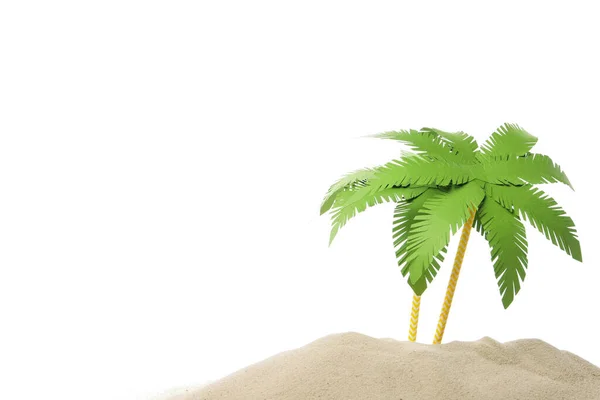 Песок Пальмами Изолированы Белом Фоне — стоковое фото