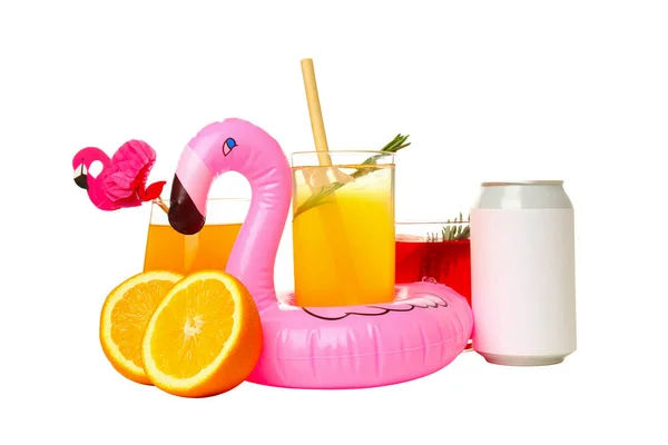 Drinks Fresh Summer Cocktails Refreshing Isolated White Background — Stock Photo, Image