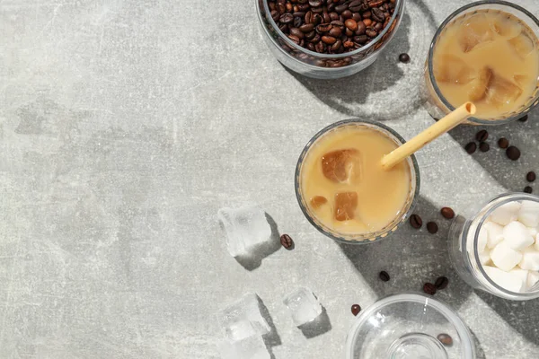 Kaltes Getränk Zur Erfrischung Eiskaffee Platz Für Text — Stockfoto