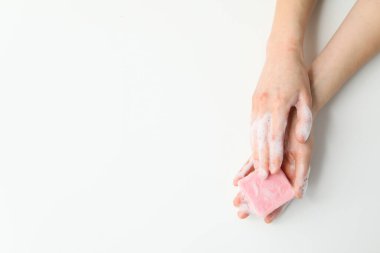 Sabun - spa, güzellik prosedürleri ve cilt bakımı konsepti, metin için alan