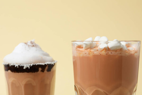 Tasty fresh summer dessert - delicious chocolate milkshake