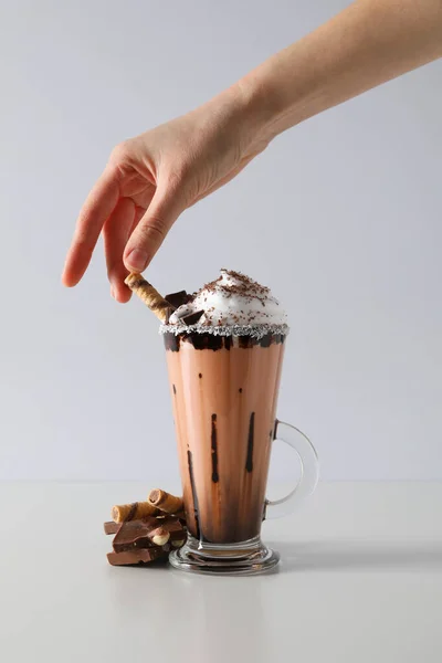 Délicieux Dessert Frais Été Délicieux Milk Shake Chocolat — Photo