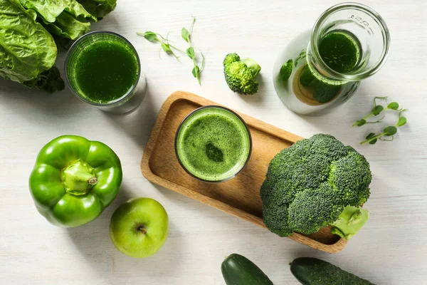 Frullato Disintossicante Verde Concetto Nutrizione Sana Stile Vita Sano — Foto Stock