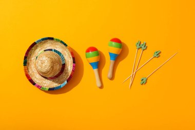 Cinco de Mayo konsepti için kompozisyon, üst görünüm