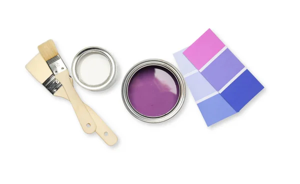 Farbe Pinsel Und Palette Isoliert Auf Weißem Hintergrund Png — Stockfoto