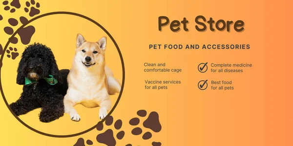 Imagem Para Publicidade Pet Store Com Cães Bonitos — Fotografia de Stock