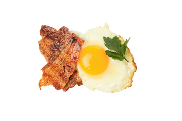 Fried Bacon Egg Isolated White Background Png — Stock Photo, Image