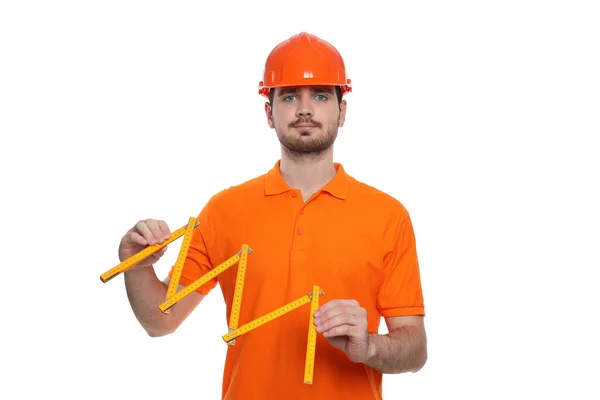 Young Man Civil Engineer Isolated White Background — Stock Photo, Image
