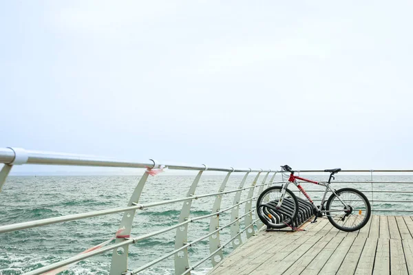 Vista Mar Com Bicicleta Espaço Para Texto — Fotografia de Stock