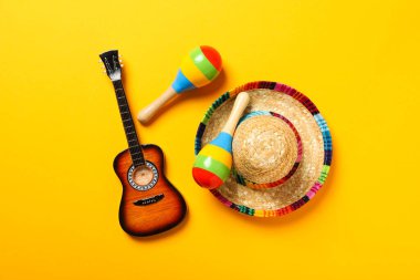 Cinco de Mayo konsepti için kompozisyon, üst görünüm