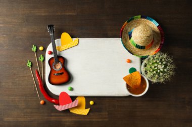 Cinco de Mayo konsepti için kompozisyon, üst görünüm