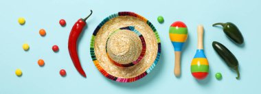Cinco de Mayo konsepti için kompozisyon, üst görünüm