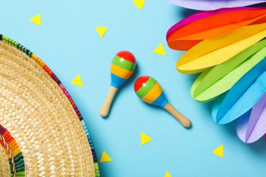 Cinco de Mayo konsepti için kompozisyon, üst görünüm