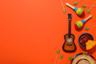 Cinco de Mayo konsepti için kompozisyon, metin için boşluk
