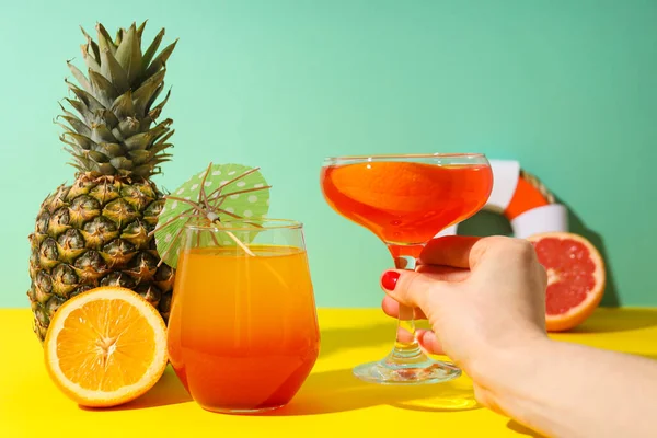 Drinks Fresh Summer Drink Refreshing Summer Vibes Concept — Stock Photo, Image
