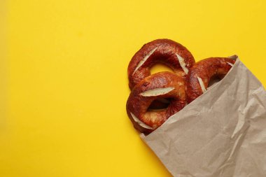 Concept of tasty food - bagel, space for text