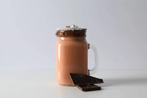 Sobremesa Fresca Saborosa Verão Delicioso Batido Chocolate — Fotografia de Stock