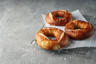 Concept of tasty food - bagel, space for text