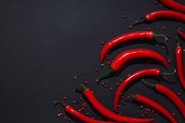 Sıcak ve baharatlı malzemeler kavramı - kırmızı acı biber