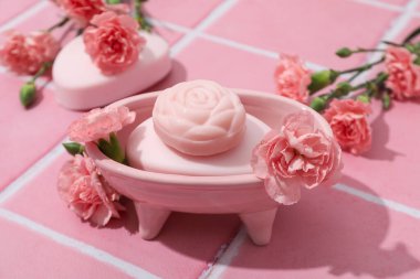 Banyo ve cilt bakım aksesuarları kavramı - sabun