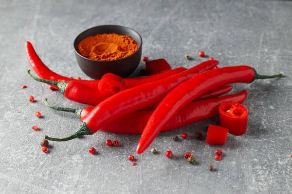Concept Van Hete Kruidige Ingrediënten Rode Hete Chili Peper — Stockfoto