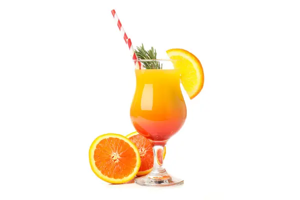 Orange Cocktail Concept Fresh Delicious Summer Citrus Cocktail Isolated White — Stock Photo, Image