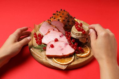 Lezzetli yemek kavramı, et yemeği, jambon