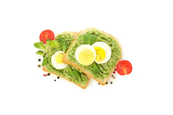 Смачні Бутерброди Яйцем Ізольовані Білому Тлі — стокове фото