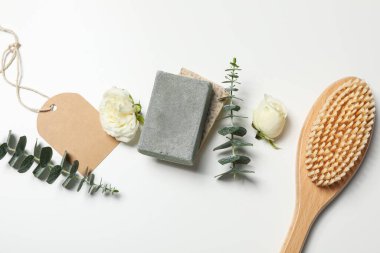 Banyo ve cilt bakım aksesuarları kavramı - sabun