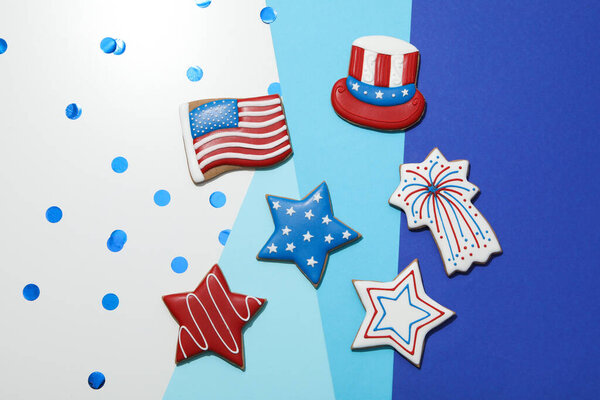 Composition for 4 july, Independence Day of USA, top view